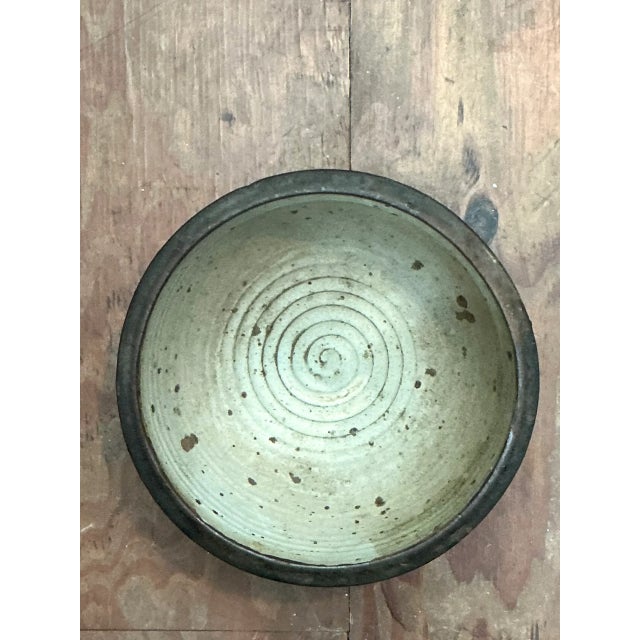 Vintage Monumental Rustic Brown Ceramic Bowl For Sale - Image 11 of 12