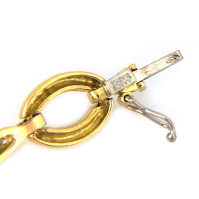 Aaron Basha Diamond 18k Yellow Gold Oval Bar Link Bracelet For Sale In Miami - Image 6 of 6