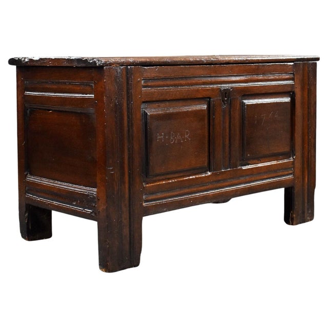 Antique Oak Marriage Chest, 1650 For Sale - Image 15 of 15