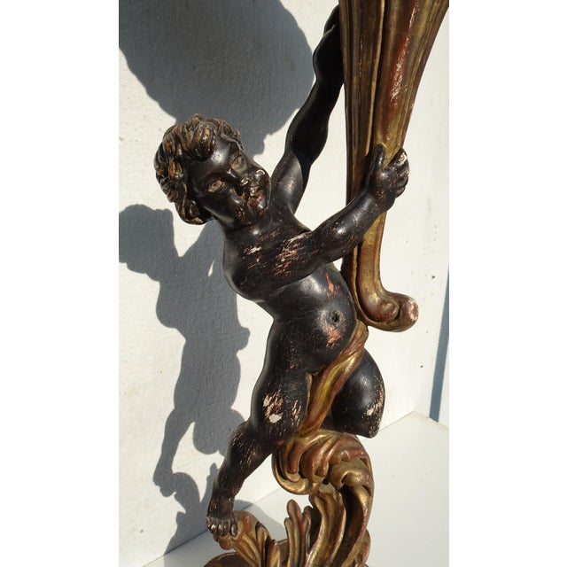 Antique Italian Carved and Gilded Wooden Plant Stand with Putti, 1890s For Sale - Image 17 of 18