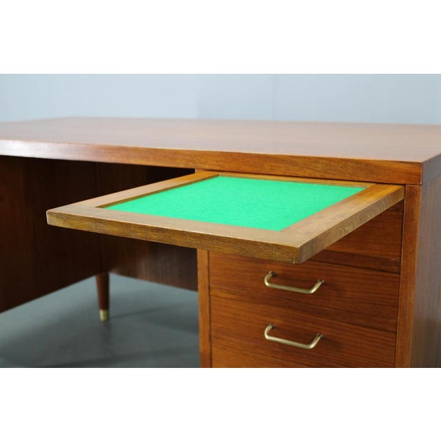 Mid-Century Danish Teak Writing Desk with Brass Details, 1960s For Sale - Image 14 of 18