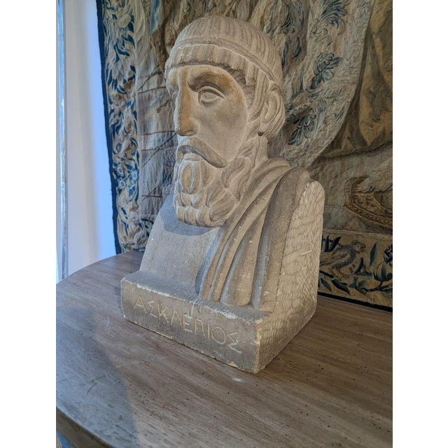 French School Artist, Bust of Aesculapius, 19th Century, Stone For Sale - Image 11 of 13