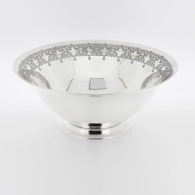 Tiffany and Co. Antique Art Deco Tiffany & Co. Sterling Silver Engraved Bowl For Sale - Image 4 of 13