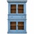 Antique 19th Century European Pine Step-Back Cabinet With Original Hand Painted Blue Finish For Sale