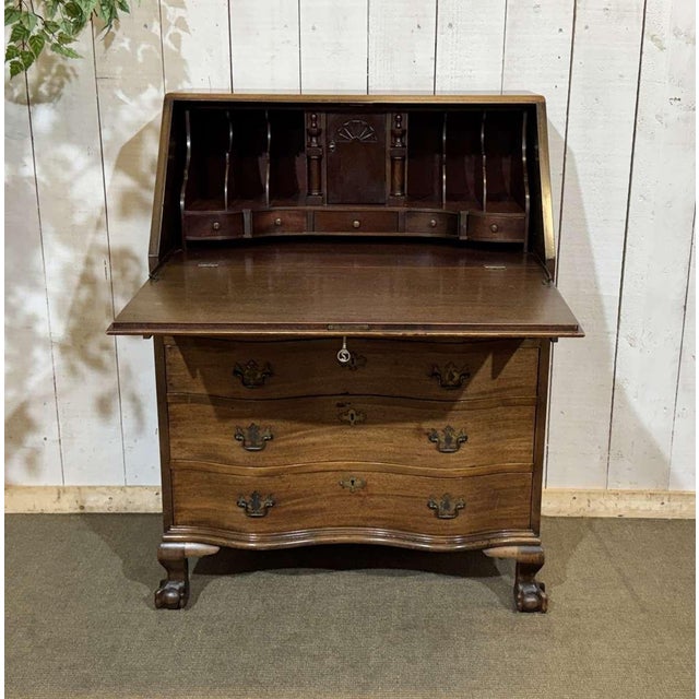 English Mahogany Secretary Desk, 1930s For Sale - Image 3 of 18