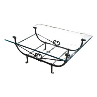 Attributed to Paul Ferrante "Emilio" Giacometti Style Coffee Table in Hammered Wrought Iron For Sale