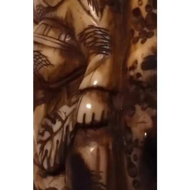 Antique Chinese Netsuke Figure Carved From Walrus Tusk – Scholar With Scroll, Museum Quality. For Sale - Image 4 of 7
