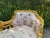 1970s French Louis XVI Gold Leaf Beech Pink Damask Settee For Sale - Image 10 of 16