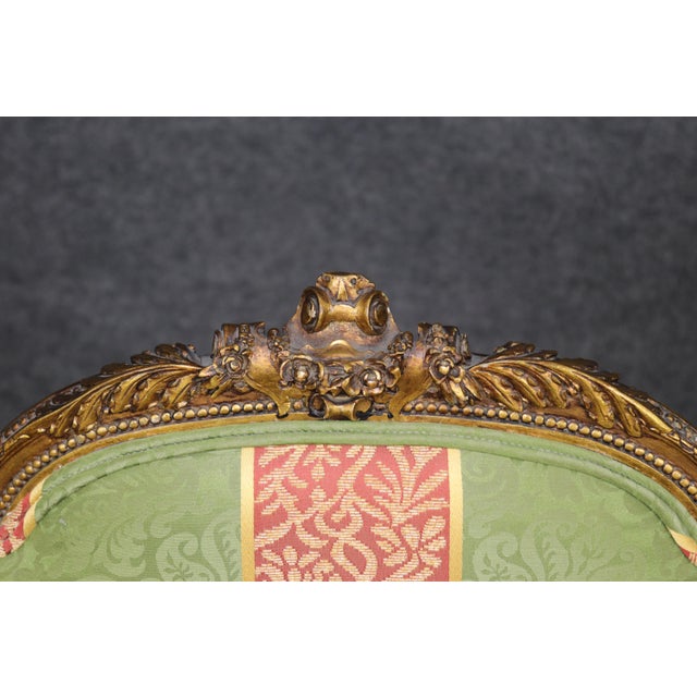 1950's Louis XVI Style Gilt Carved Armchair For Sale - Image 9 of 10