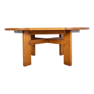 Round Elm Table with Extension from Maison Regain, 1985 For Sale