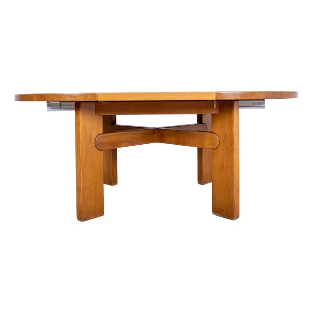 Round Elm Table with Extension from Maison Regain, 1985 For Sale