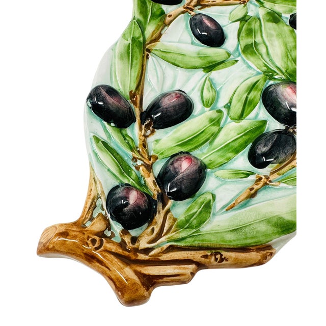 Ceramic Vintage 1970s Italian Majolica Olive Leaf Relish Trays - Set of 4 For Sale - Image 7 of 12