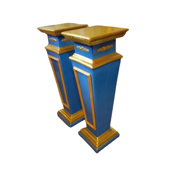 Art Nouveau 1890 Art Nouveau Gold Leaf Porcelain Pedestals For Sale - Image 3 of 5