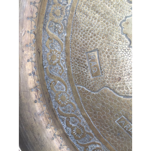 Vintage Brass Tray With Middle Eastern Map Design For Sale - Image 4 of 10