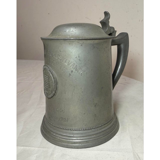 Gray Antique 1905 Pewter College University Pennsylvania Class 8 Tankard Trophy Stein For Sale - Image 8 of 14
