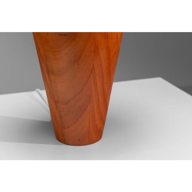 Beige Vintage Wooden Table Lamp with Cone Lampshade, 1970s For Sale - Image 8 of 10