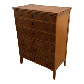 Danish Modern Teak and Beech Six-Drawer Chest, Circa 1950s For Sale