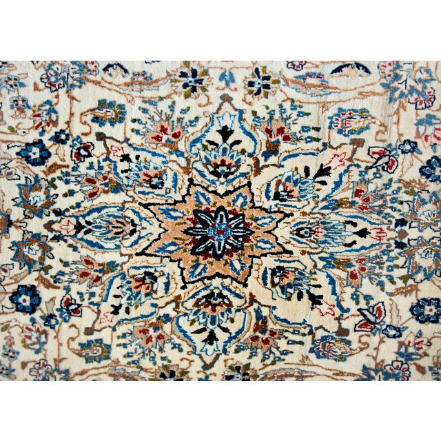 Ivory Vintage Persian Naein Rug For Sale - Image 8 of 13