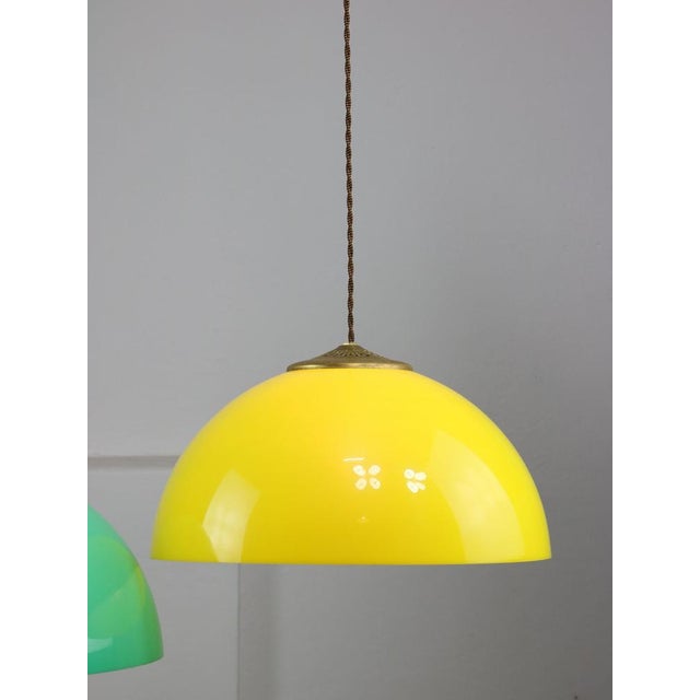 Mid-Century Italian Brass and Acrylic Glass Pendant Lamp For Sale - Image 12 of 18