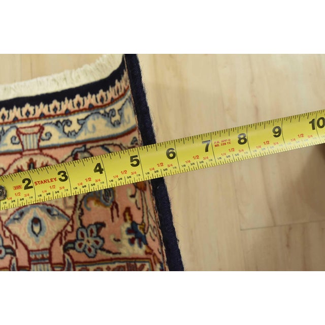 Fine Kashmar Rug 6’4” X 9’5” Blue Wool Vintage Hand-Knotted Oriental Carpet For Sale - Image 13 of 15