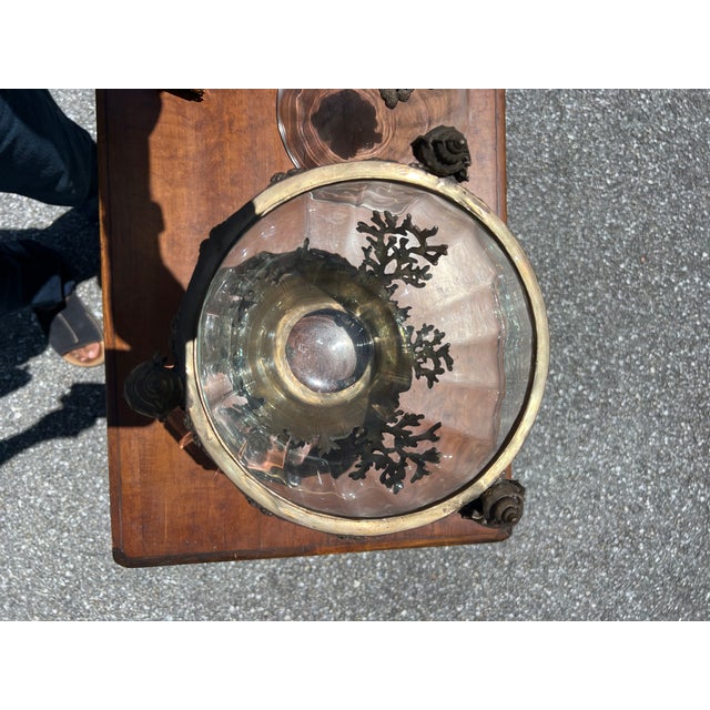 1970s Seashell Motif Brass Mounted Lidded Glass Egg Urn For Sale - Image 9 of 11