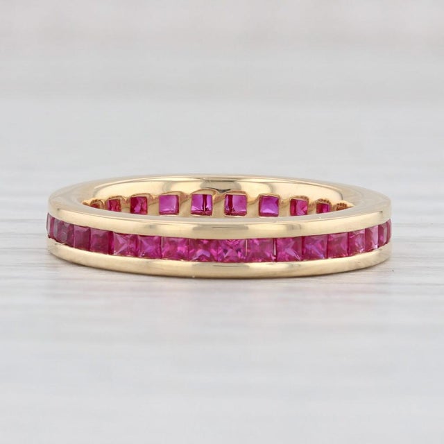 Gemstone Information: - Natural Rubies - Total Carats - 1.50ctw Cut - Square Color - Red Treatment - Routinely Enhanced...