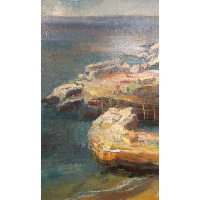 1930s Bernard Glasgow - 1930s California Harbor Scene Oil Painting For Sale - Image 5 of 10