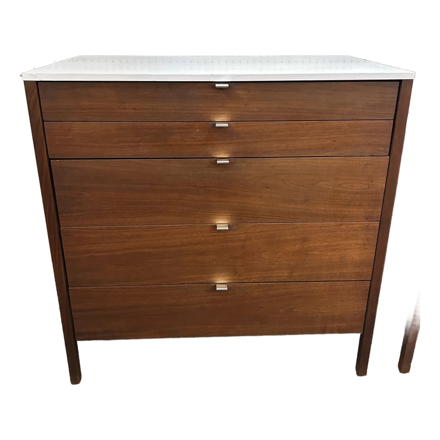 1960s Florence Knoll Walnut + White Laminate 5 Drawer Chest | Chairish