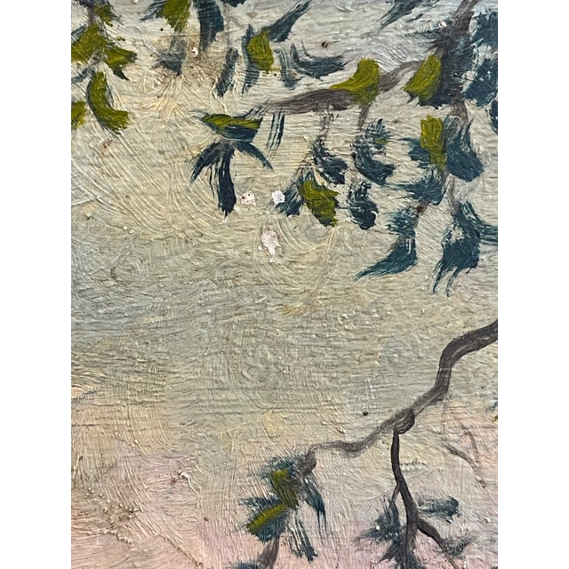 Vintage Mountain Landscape Oil Painting on Board For Sale - Image 10 of 12