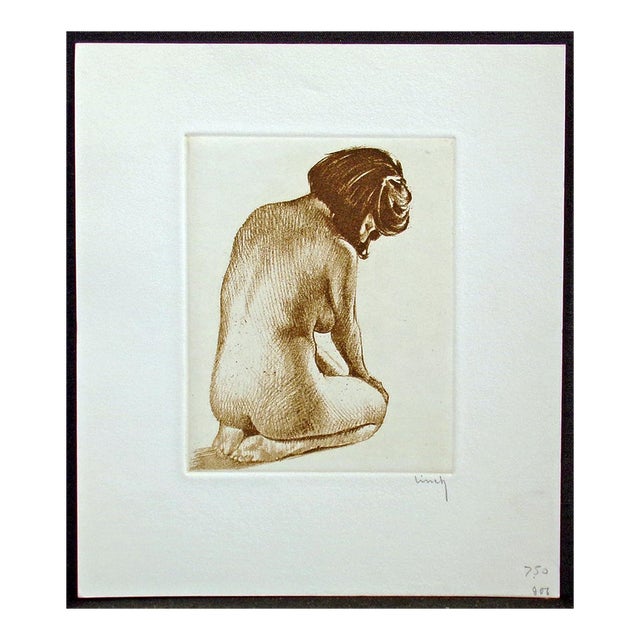 Roger Hebbelinck Nude Figure Hand Signed Vintage Etching Make Offer! For Sale