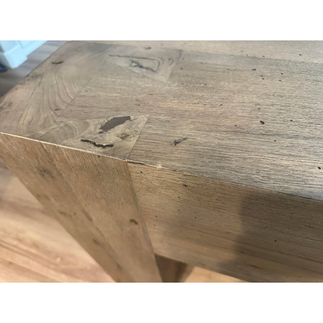 Rustic European Restoration Hardware Reclaimed Oak Console Table For Sale - Image 3 of 6