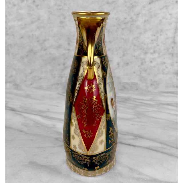 Early 20th Century Antique Austrian Art Nouveau Porcelain Figural Double Handle Vase For Sale - Image 5 of 8