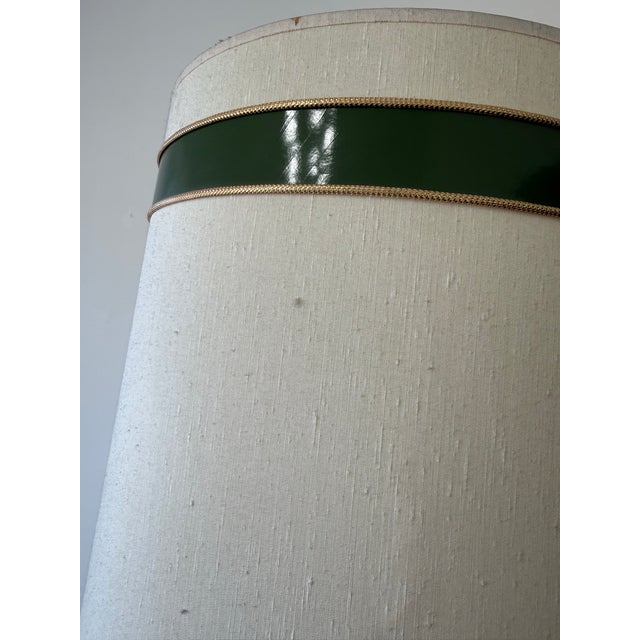 Vintage Oversized Green and Gold Carved Table Lamp With Drum Shade For Sale In Salt Lake City - Image 6 of 9