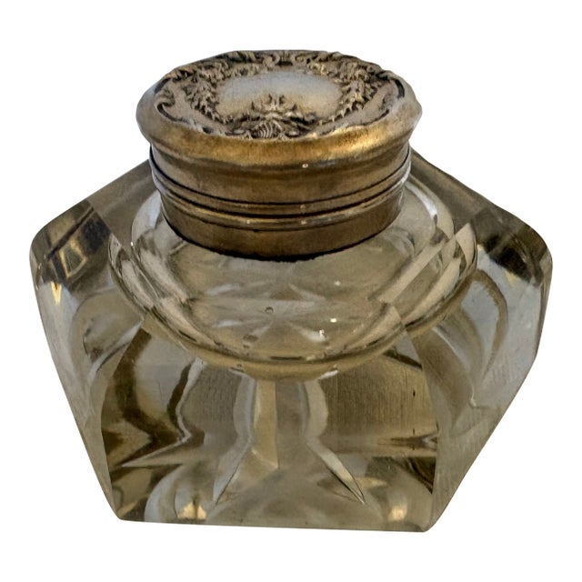 Late 19th Century Sterling Silver Topped Inkwell For Sale