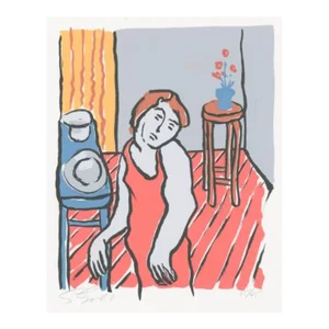 1980s Lady in an Interior Serigraph