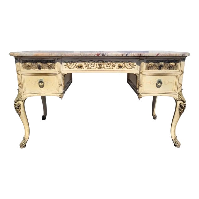 Circa 1920 French Marble Top Vanity or Desk For Sale
