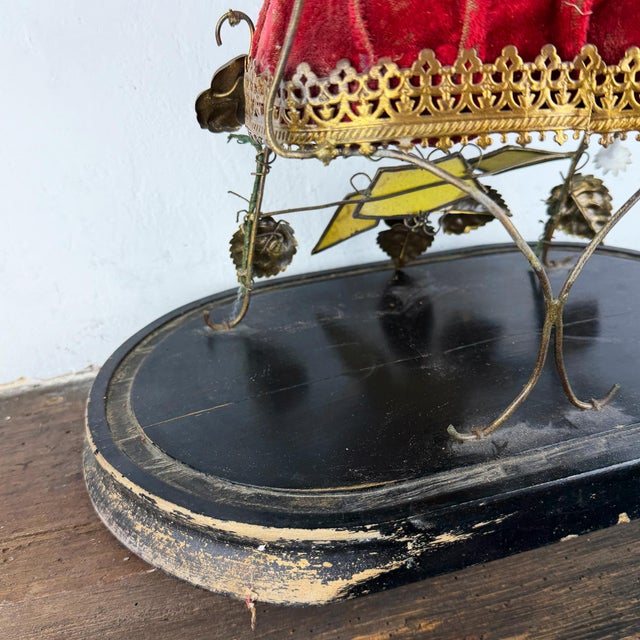 Antique French Napoleon III Ormolu Marriage Globe with Red Velvet Cushion Display, 1890s For Sale - Image 6 of 13