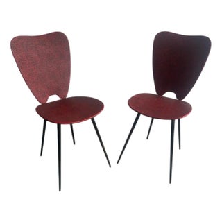 Set of Mid-Century Modern Red Dining Chairs, 1960s For Sale