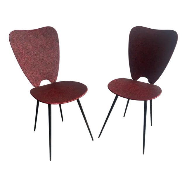 Set of Mid-Century Modern Red Dining Chairs, 1960s For Sale