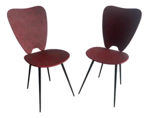 Set of Mid-Century Modern Red Dining Chairs, 1960s