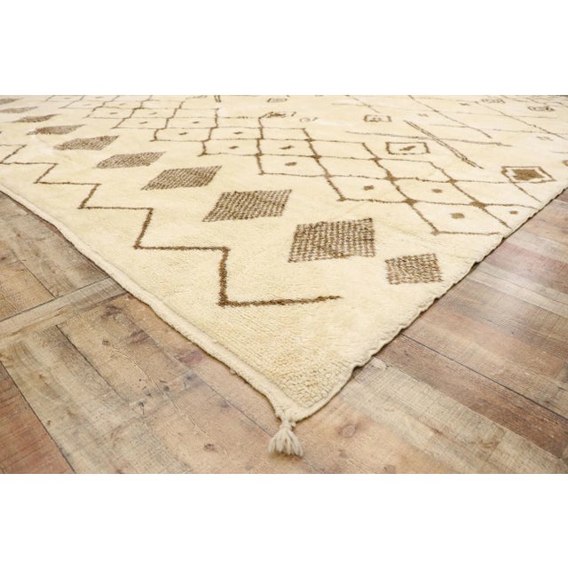 Beige Contemporary Beni Mrirt Moroccan Rug, 11'11 X 13'02 For Sale - Image 8 of 12