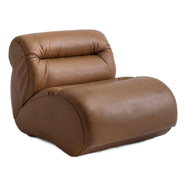 Space Age Italian Leather Lounge Chair For Sale
