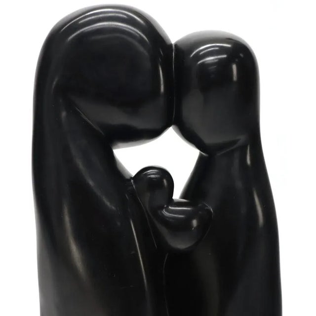 Large Carved and Polished Onyx Sculpture of Mother and Daughter Theme For Sale - Image 9 of 11