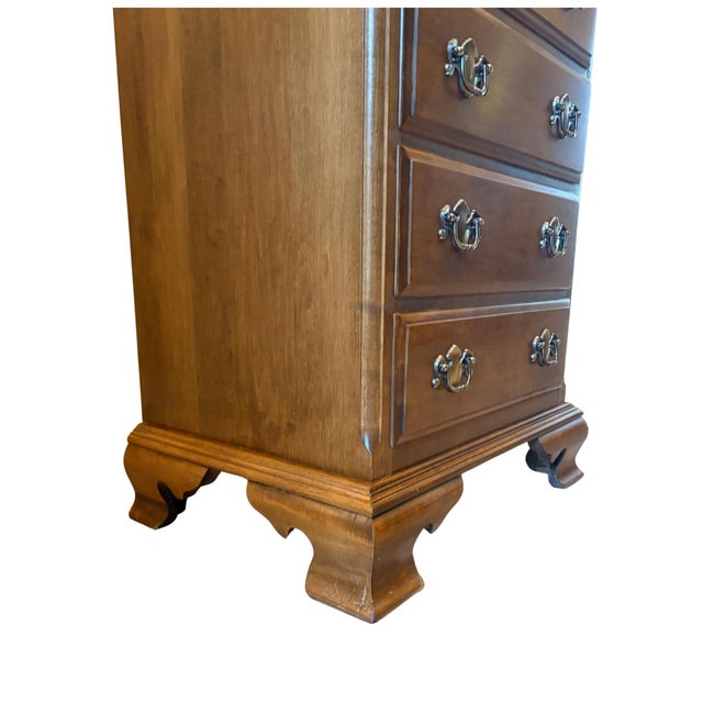 Ethan Allen Traditional Maple 7-Drawer Tall Chest / Lingerie Chest Vintage Queen Anne Style For Sale - Image 10 of 12