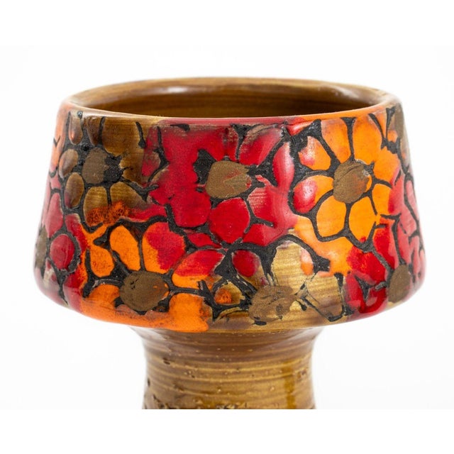 Bitossi Bitossi Italian Floral Pottery Candlesticks, Pair For Sale - Image 4 of 9