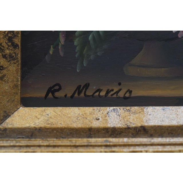 1980s Pair of Floral Still Life Oil on Board Paintings - Signed For Sale - Image 12 of 14