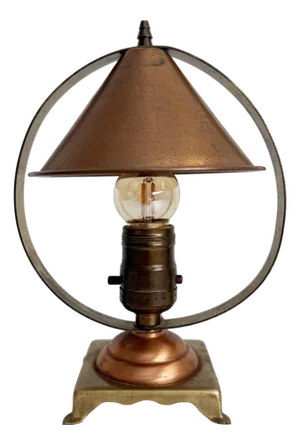 1930s Chase Style Age Deco Brass & Copper Accent Lamp