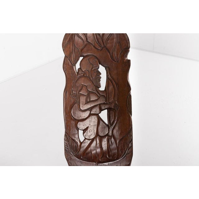 Set of Vintage African Carved Chairs For Sale - Image 3 of 10