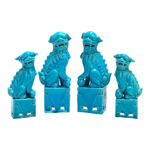 Turquoise Chinese Export Foo Dogs - Set of 4