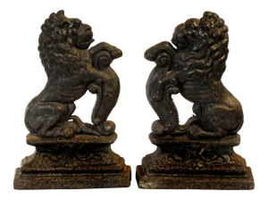 Pair of Cast Iron Lion Doorstops